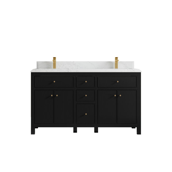 Everly Quinn 60'' Double Bathroom Vanity with Quartz Top Wayfair